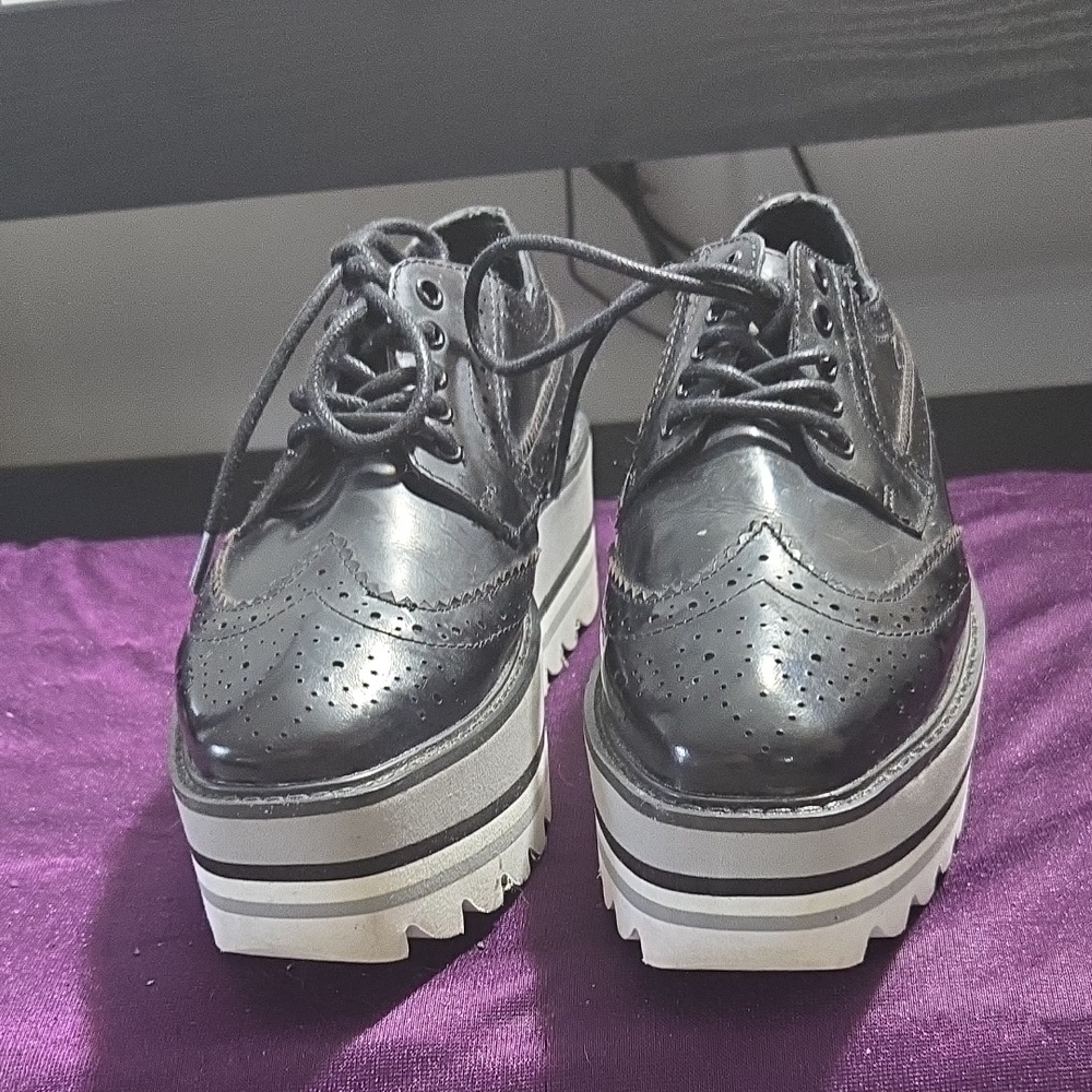 Jeffrey Campbell Black and White Platform Oxfords
